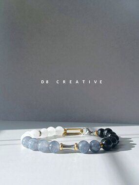 New men's 3 colors agate with stainless steel bracelet
